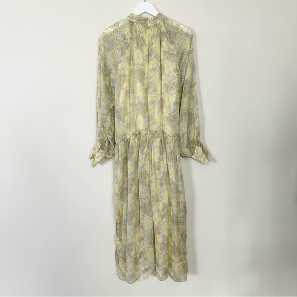Zara METALLIC THREAD PRINTED DRESS-LIGHT YELLOW-7521/311 - Picture 14 of 16